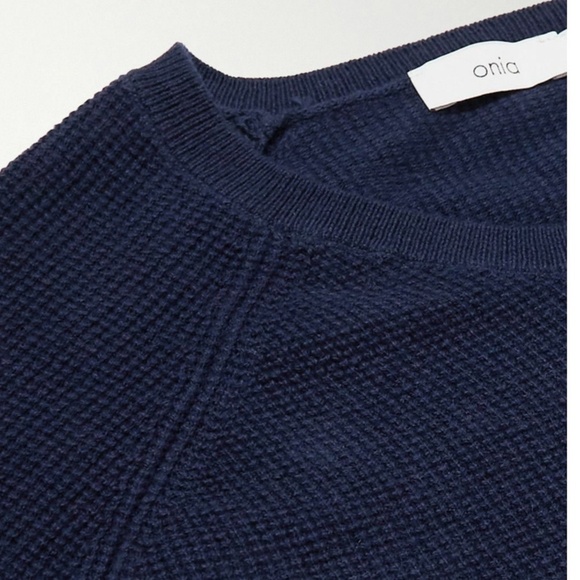 Revolve x Onia Men’s Knit Sweater Cotton/Cashmere blend Elbow patches Blue S - Picture 5 of 15